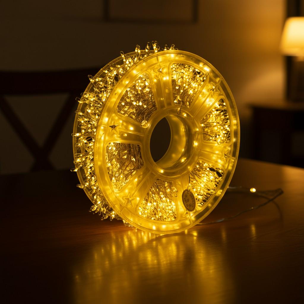 Гирлянда-нить сетевая Роса хвойная лапа новогодняя 50 м 1500LED Белый/Желтый (D1500L50MWY)