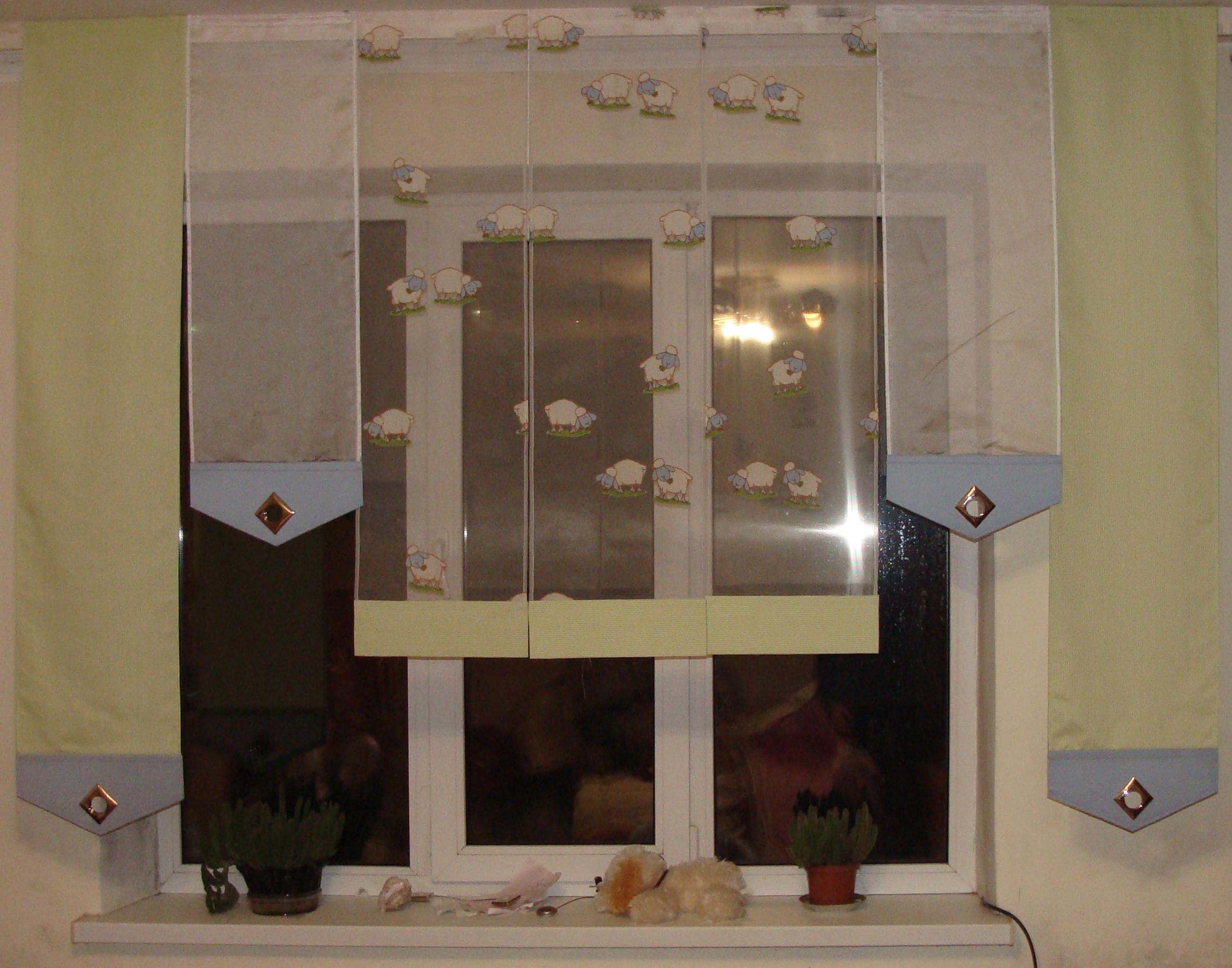 Комплект панельних фіранок Firanka Баранчики 7 шт. карниз 200 см Блакитний із салатовим (1_3п) - фото 2