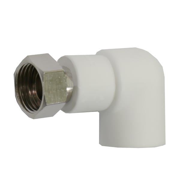 Угол с накидной гайкой PP-R SANTAN 20х1/2" с внутренней резьбой Белый