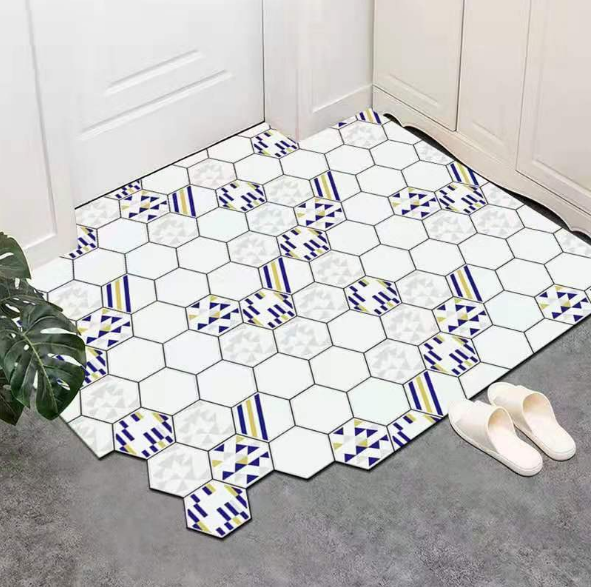 Коврик для входной двери резиновый в скандинавском стиле 120x140 см Белый/Серый