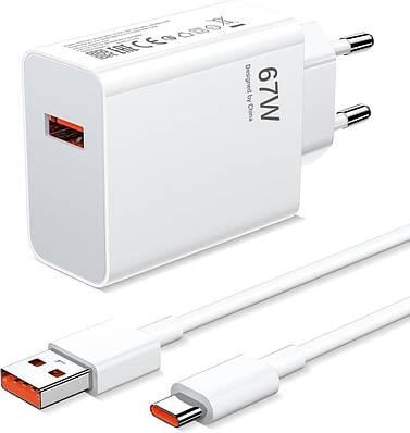 Комплект зарядки с кабелем USB-A/USB Type-C 1 м 67 Вт Белый