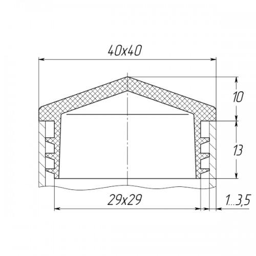 Заглушка Steelfix 40х40 мм внутрішня квадратна для труби пірамідна 50 шт. Чорний (245368) - фото 2