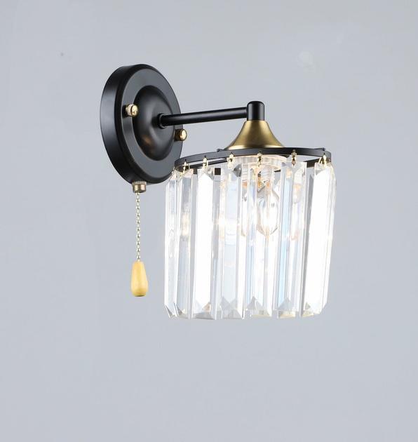Бра настенное Valeso с хрустальным плафоном Е27 IP20 N6636/1W Черный/Медный (28689754)