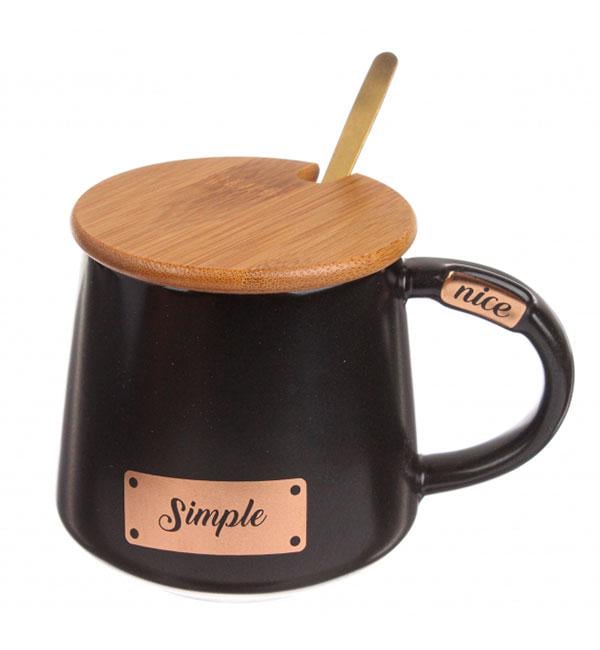 Чашка керамическая Simple с ложечкой 300 мл (414832)