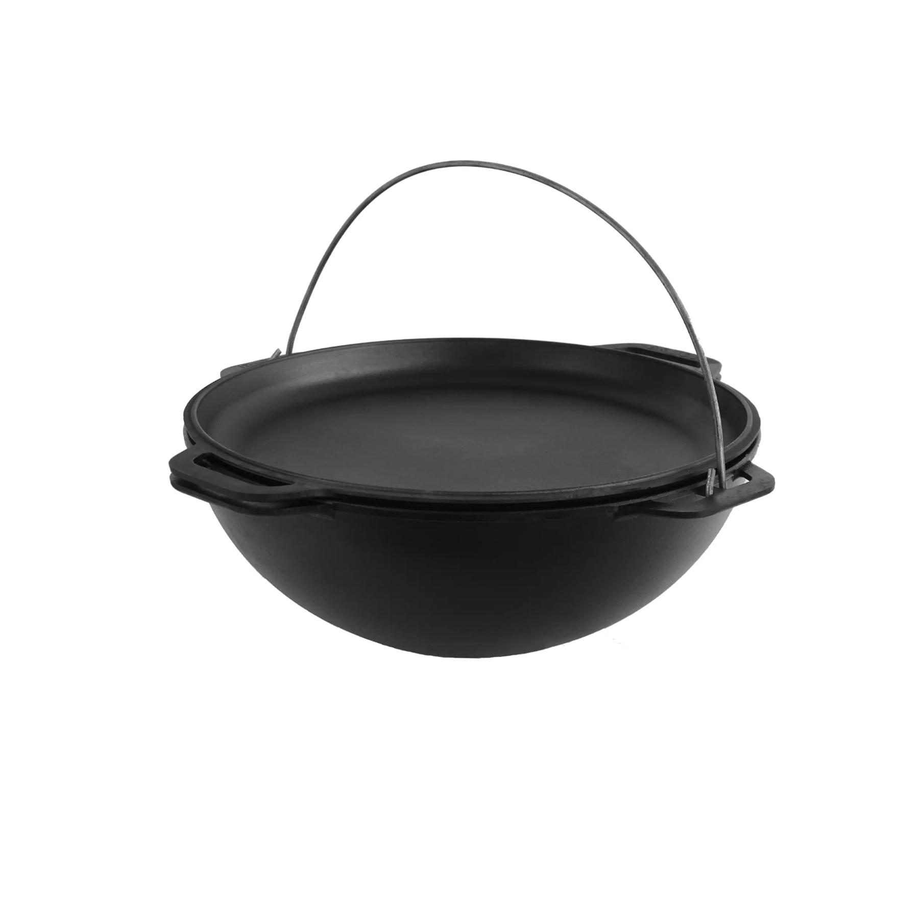 Казан WOK чавунний Brizoll татарський з кришкою-сковородою 10 л ø 36 см