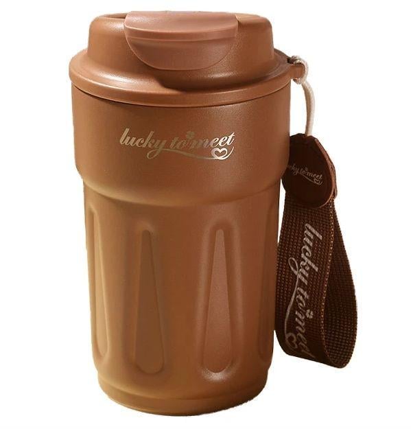 Термокухоль з інтелектуальним дисплеєм температури 420 мл Коричневий (2468360937) - фото 1