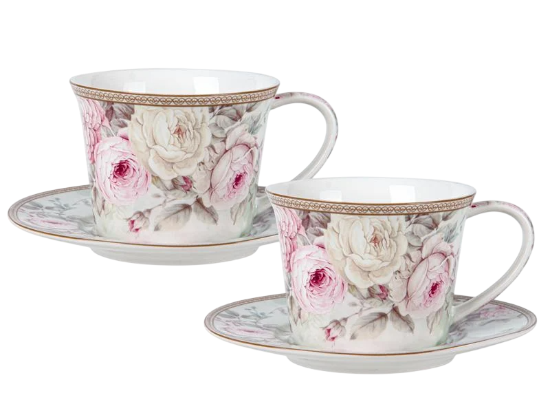 Набор чайных чашек фарфоровых с блюдцем Lefard Английская роза 220 мл Белый (924-565) Набор чайных чашек фарфоровых с блюдцем Lefard Английская роза 220 мл Белый (924-565)