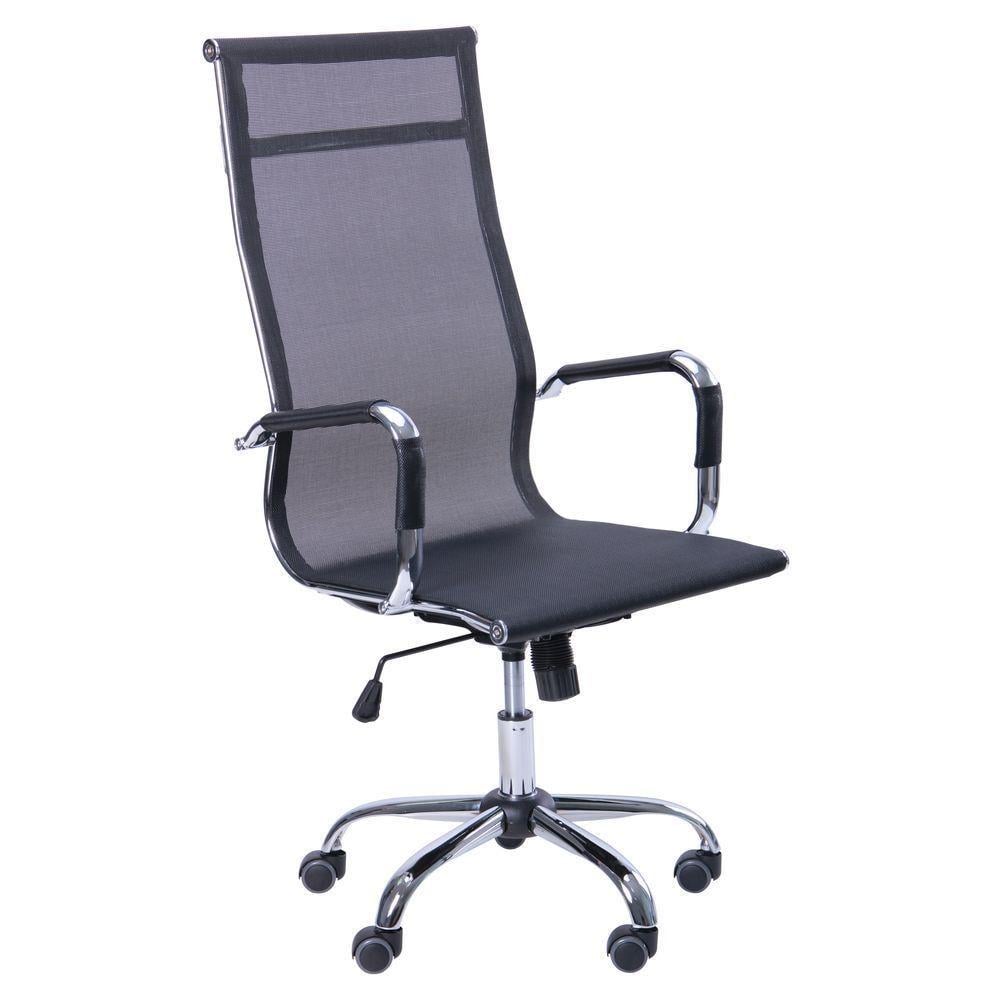 Офисное кресло AMF Slim Net HB (XH-633) для кабинета/офиса металл/сетка 1140+80х580х640 мм Хром/Черный