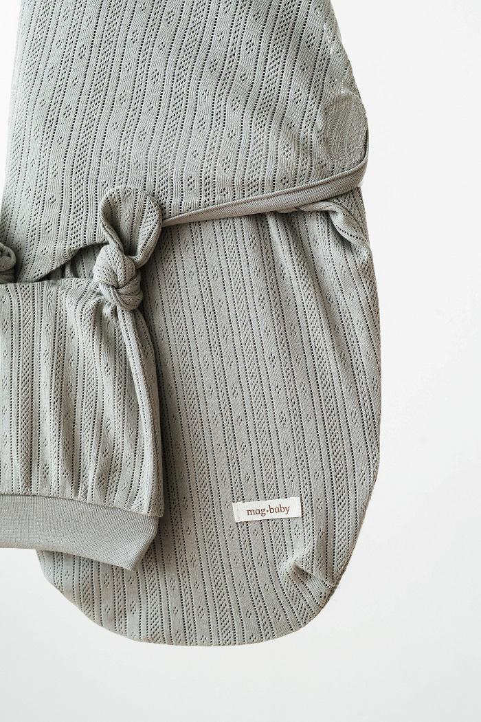 Пеленка-кокон с шапочкой детская летняя на липучках 0- 3 мес Сизая (MG155) - фото 2