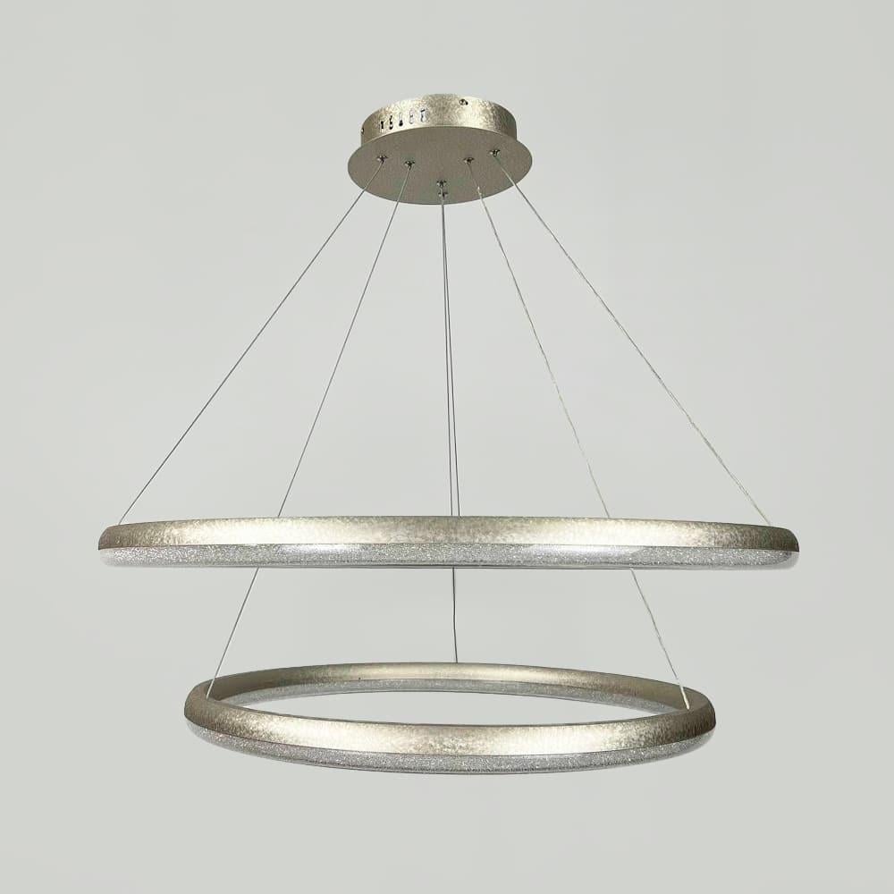 Люстра LED подвесная 299765 в двойном кольцевом корпусе Ø 65/83 см Ледяное серебро
