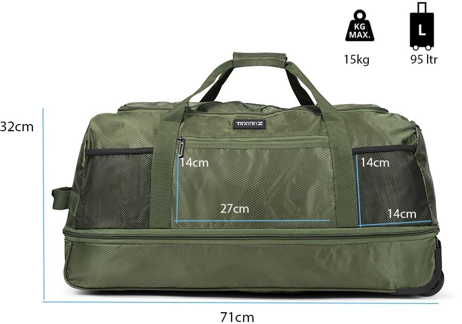 Сумка дорожная на колесах TravelZ Wheelbag Doubleloader foldable Green (603097) - фото 3