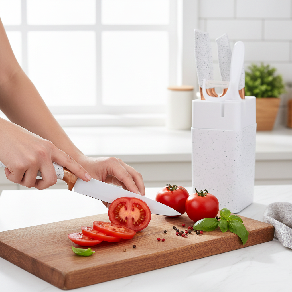 Набор ножей на подставке с точилкой 7 пр. White - фото 3