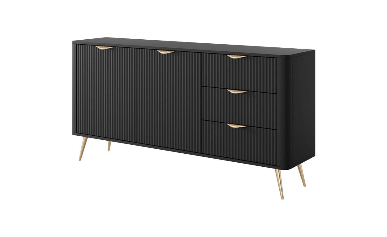 Комод Perfect Home Lante 2D3S/163 2-дверный с 3 ящиками и золотыми ножками Черный (PFH-091191) - фото 7