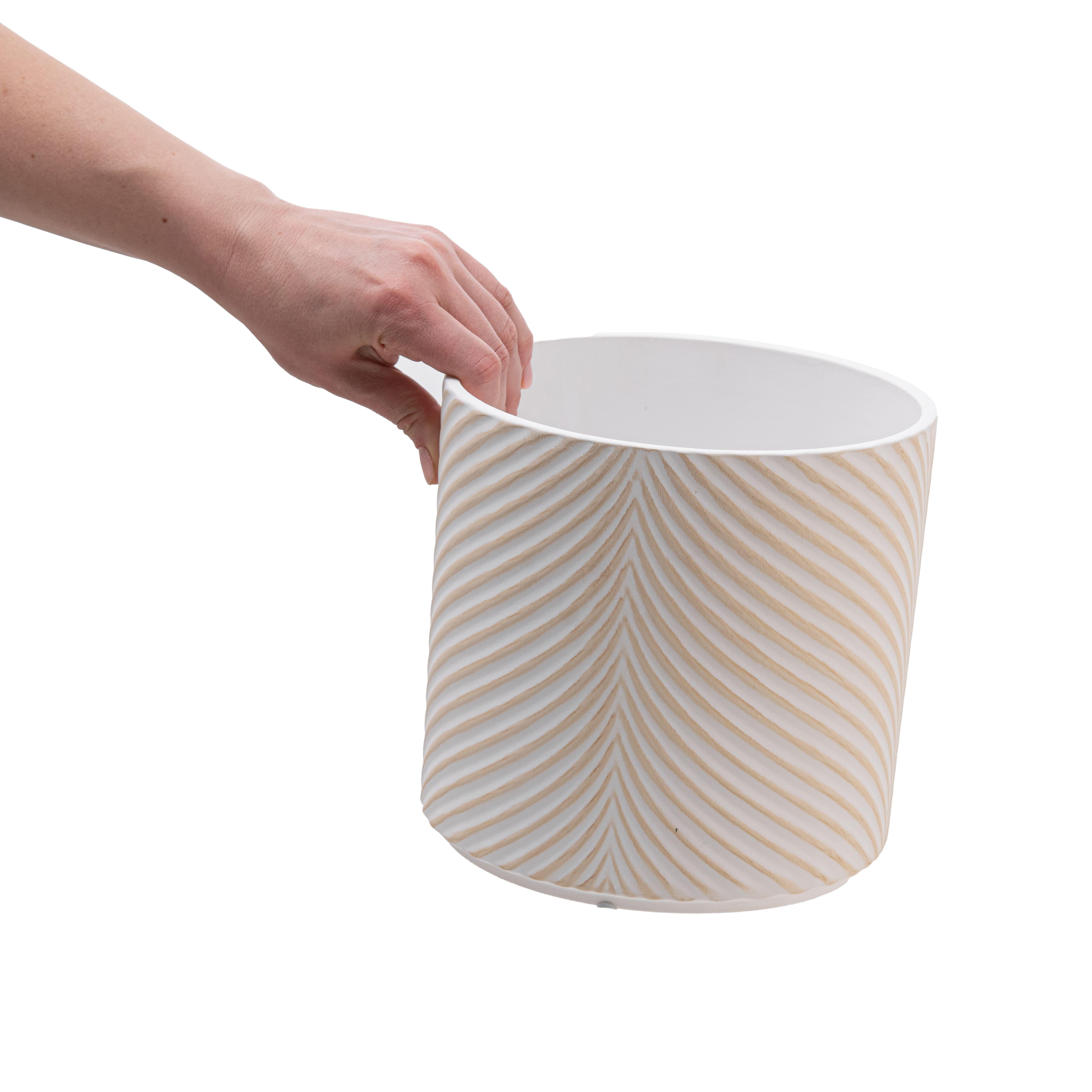 Набор кашпо для цветов керамические elemi Листок круглый 1,3 л/ 2,3 л/ 4,5 л Белый/Бежевый (УТ-00094681) - фото 13