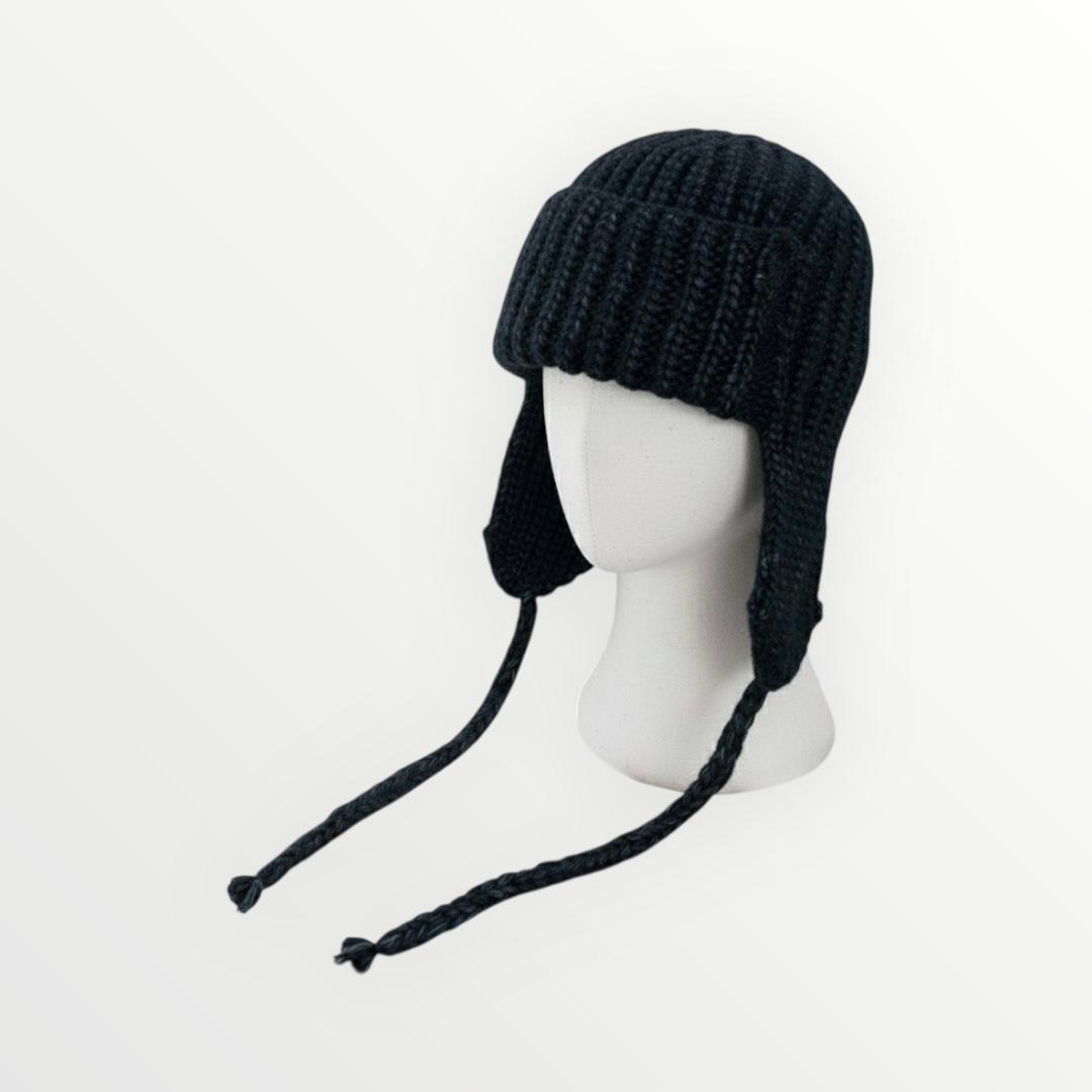 Шапка вушанка в'язана унісекс One size Чорний (01494)