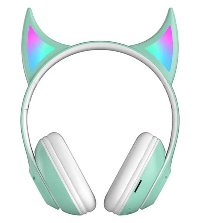 Наушники Bluetooth STN-25 с декоративными ушками и яркой подсветкой Мятный (2104618664)