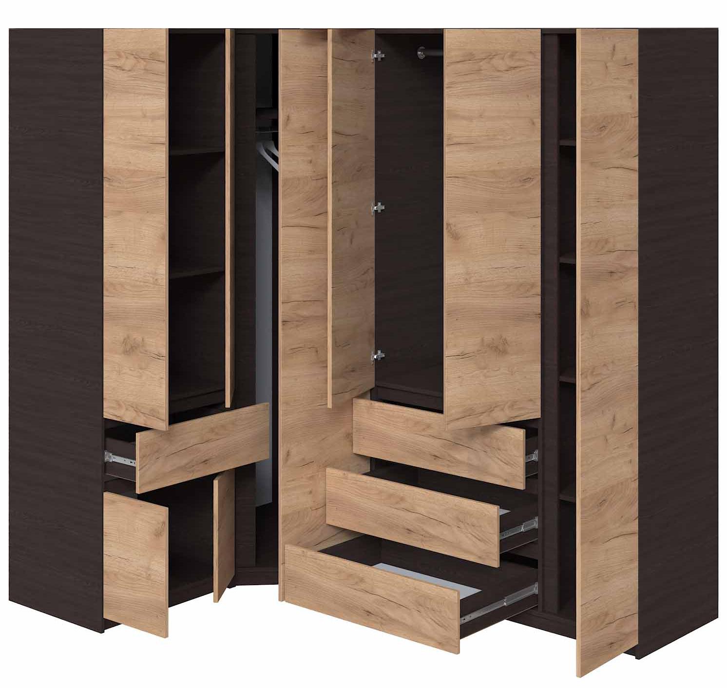 Шафа стінка кутова Майстер Форм Брайт 1450/2050х520х2000 мм Венге магія/Дуб крафт золотий (32923) - фото 2