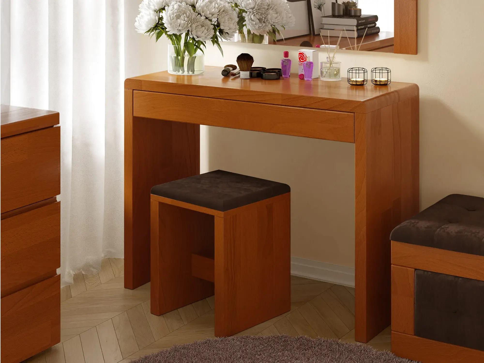 Туалетний стіл Arbor Drev Регіна з пуфом з натурального дерева сосна Вільха (51719) - фото 1 Туалетний стіл Arbor Drev Регіна з пуфом з натурального дерева сосна Вільха (51719) - фото 1