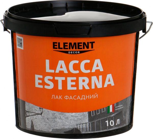 Лак фасадний акриловий ELEMENT Decor Lacca Esterna для зовнішніх робіт напівматовий прозора база 10 л (1822361427)