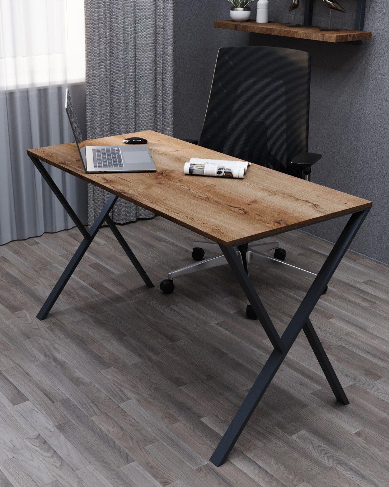 Стол письменный лофт Серия 16 металлический профиль 50х25 мм 1200х600х16 мм Аликанте темный (21808247)