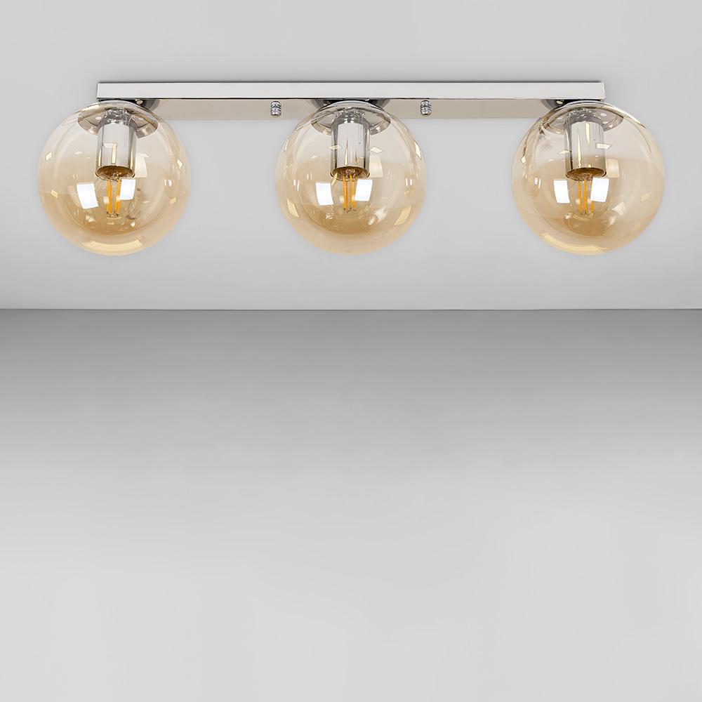 Люстра потолочная лофт Light House LS-18638F-3 CR/BR 500 Хром/Янтарный