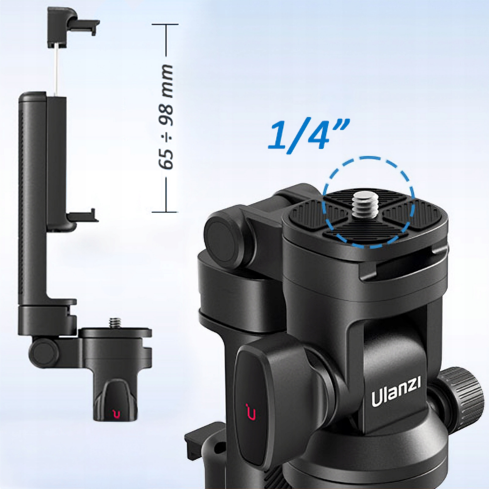 Штатив для телефону Ulanzi Vijim Tripod з Bluetooth-пультом складаний телескопічний 38-185 см Чорний (UV-T077GBB1) - фото 14 Штатив для телефону Ulanzi Vijim Tripod з Bluetooth-пультом складаний телескопічний 38-185 см Чорний (UV-T077GBB1) - фото 14