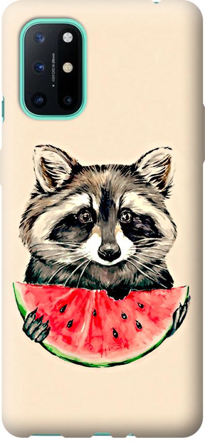 Чехол на OnePlus 8T Енотик с арбузом (4605u-2113-42517)