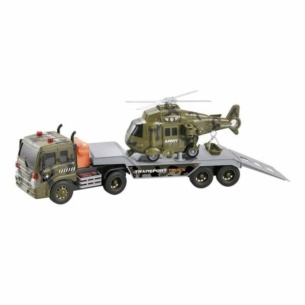 Военная машинка трейлер автовоз с вертолетом WENYI 38 см Хаки (59967)