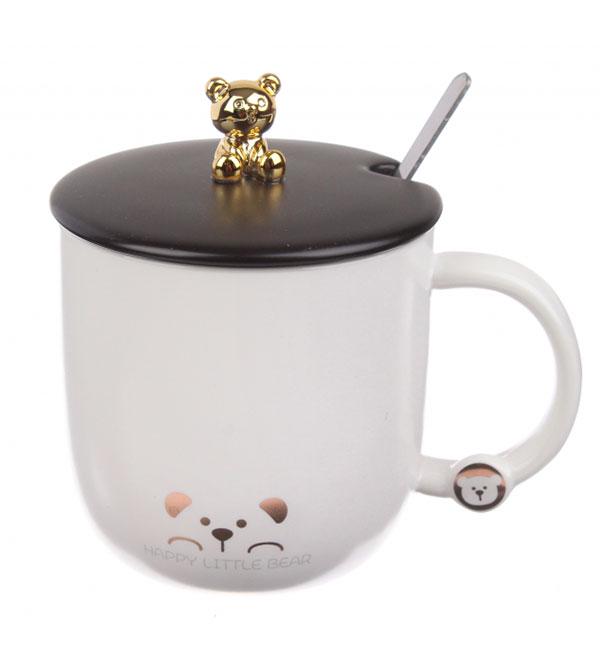 Чашка керамічна Honey bear з ложечкою 350 мл Білий (414835) Чашка керамічна Honey bear з ложечкою 350 мл Білий (414835)