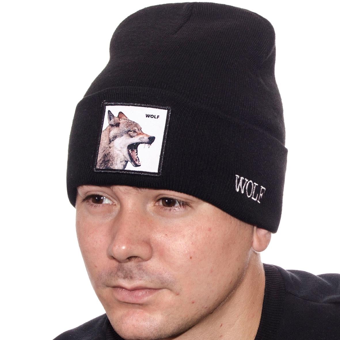 Шапка с шевроном зимняя универсальная Wolf L21011 L р. 57-58 Черный