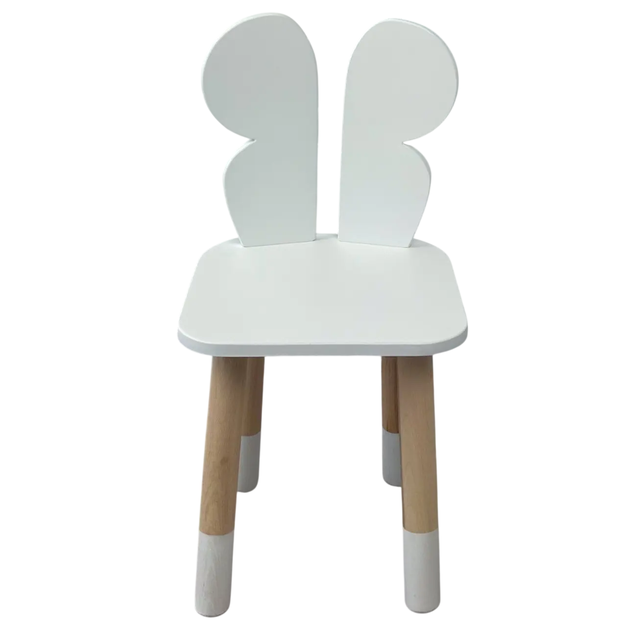 Стілець дитячий дерев'яний зі спинкою у формі крил метелика 26х26х24 см Білий (150-7-81718.1)
