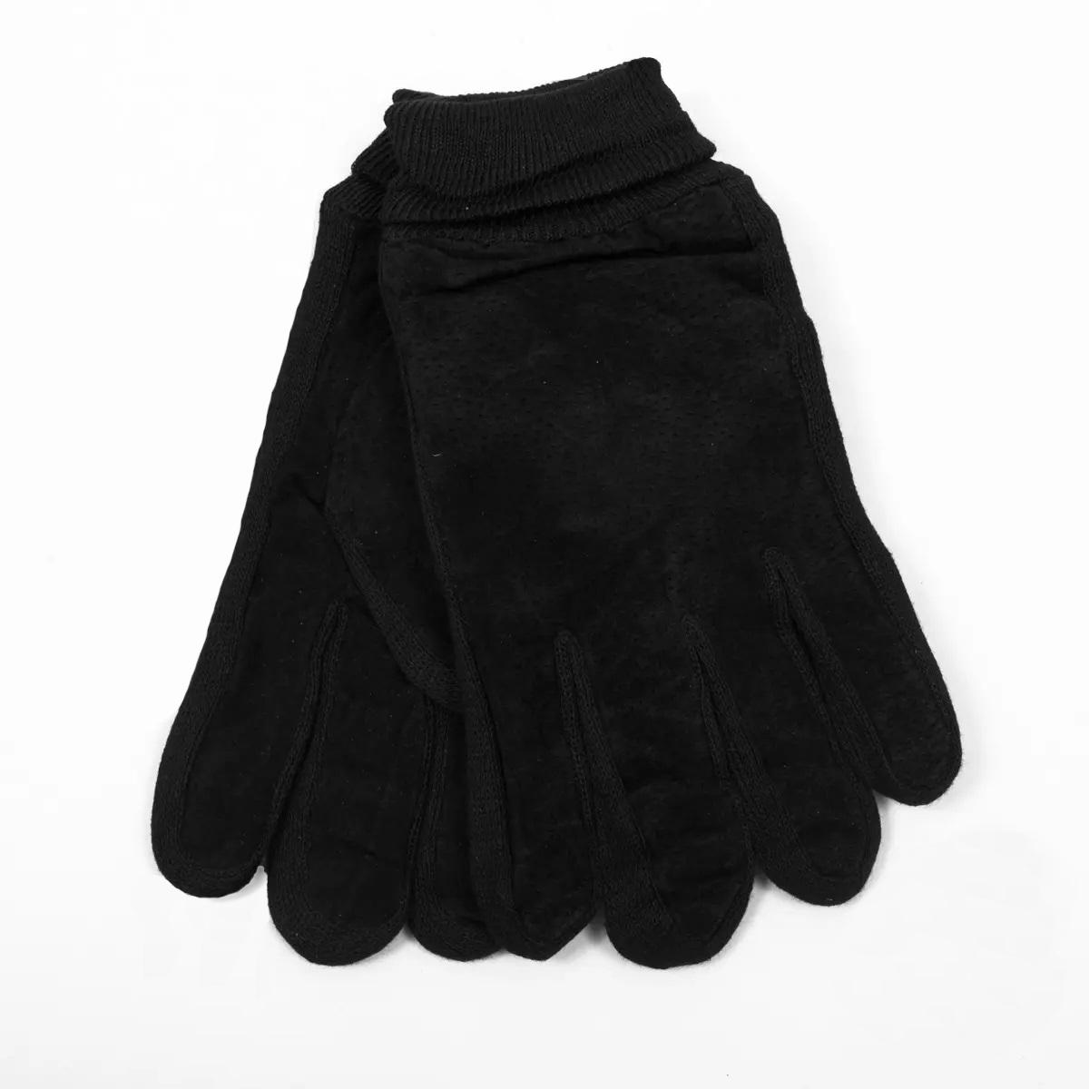 Мужские замшево-трикотажные перчатки №16-6-6 размер универсальный Черный (DR007716) Мужские замшево-трикотажные перчатки №16-6-6 размер универсальный Черный (DR007716)