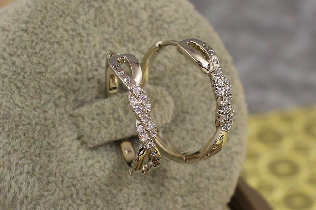Сережки кільця Хuping Jewelry Макраме 2 см Сріблястий (2062831784)