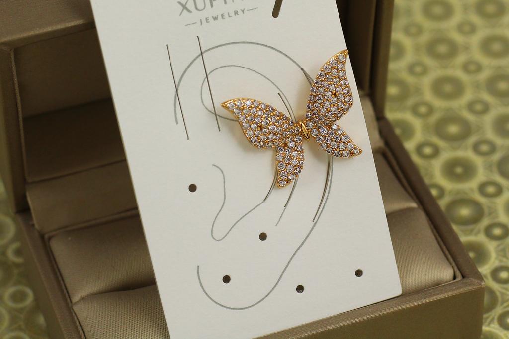 Серьги кафы Xuping Jewelry большая бабочка 1,9 см Золотистый (31425379)