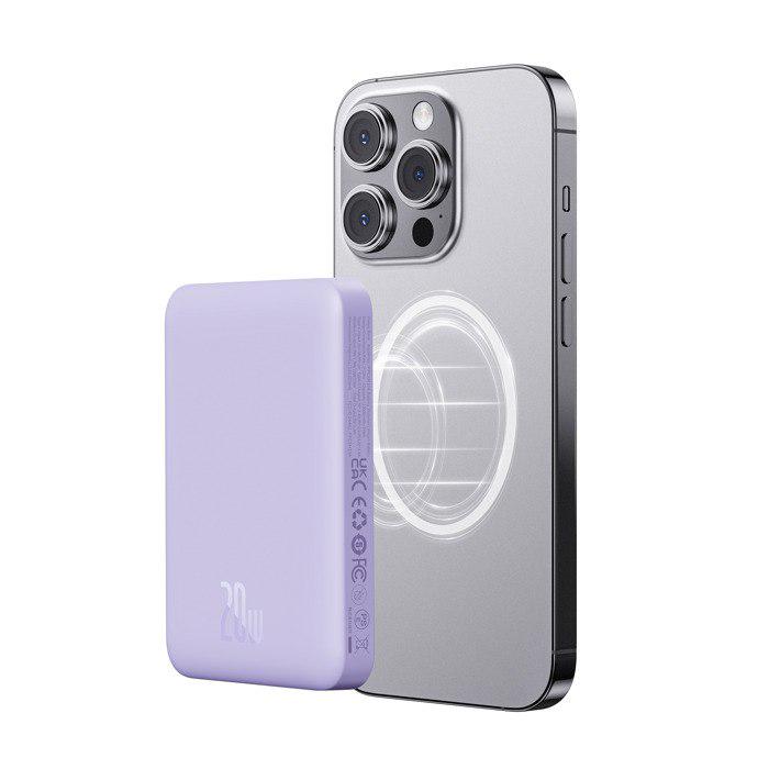 Повербанк BASEUS Magnetic Mini Air Wireless Fast Charge 10000mAh 20W с кабелем Purple (P10059001513-00) - фото 2