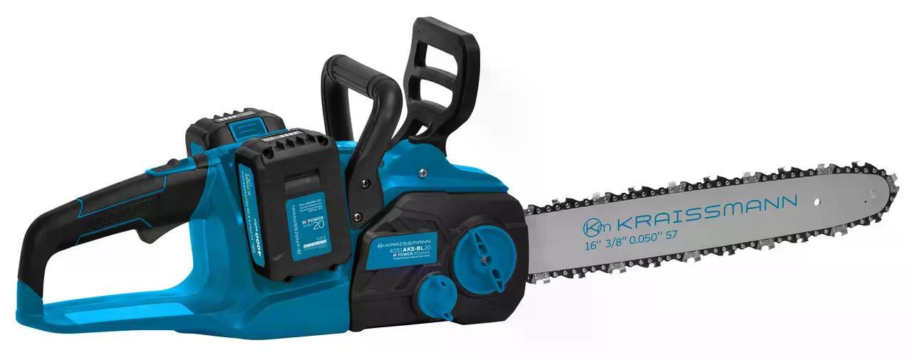 Аккумуляторная цепная пила KRAISSMANN 4051 AKS-BL 20/2 MP (безщеточный мотор шина 405мм. 2-аку.макитовского образца-4Ач.зарядное) Аккумуляторная цепная пила KRAISSMANN 4051 AKS-BL 20/2 MP (безщеточный мотор шина 405мм. 2-аку.макитовского образца-4Ач.зарядное)