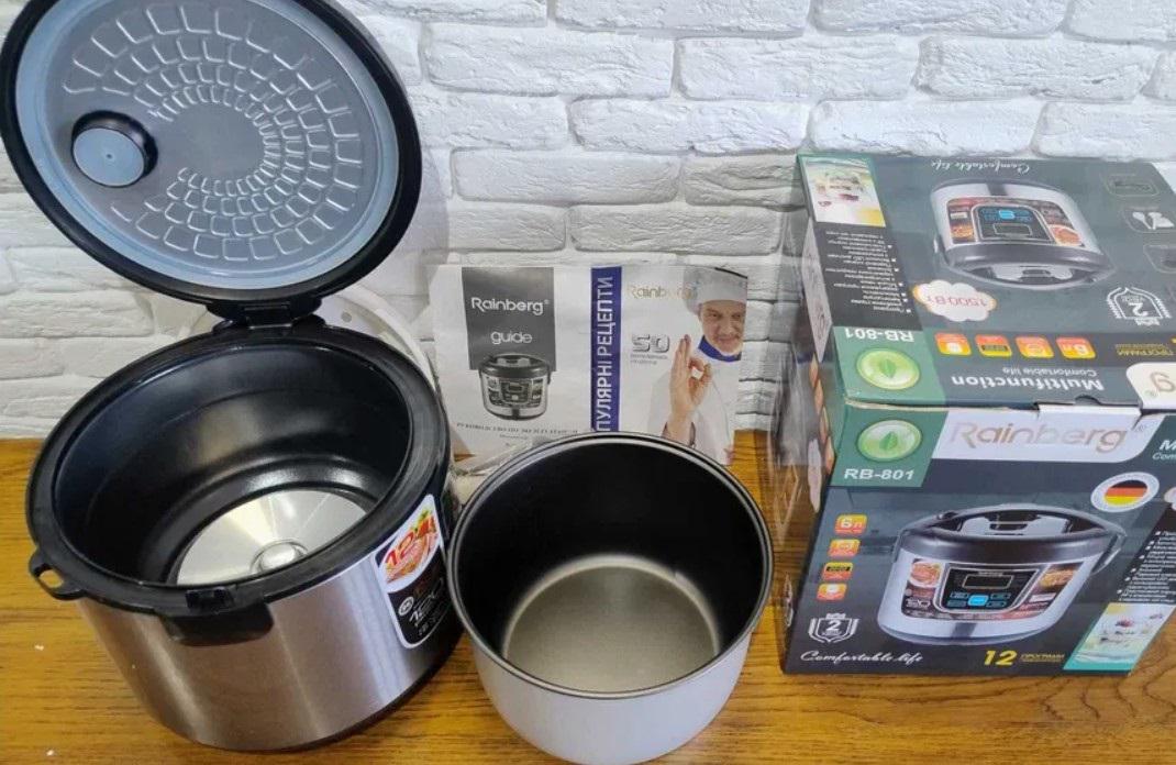 Мультиварка Rainberg RB-801 1500 Вт с антипригарным покрытием с режимом скороварки и пароварки 6 л 12 программ 120 блюд (148) - фото 7 Мультиварка Rainberg RB-801 1500 Вт с антипригарным покрытием с режимом скороварки и пароварки 6 л 12 программ 120 блюд (148) - фото 7