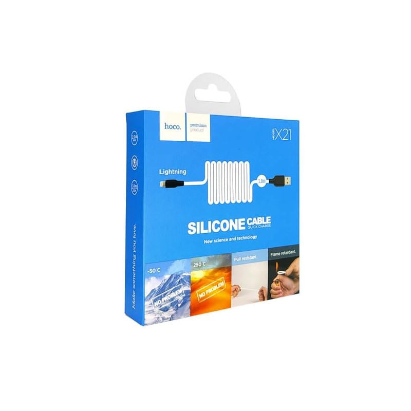 Кабель Hoco X21 USB-Lightning быстрая зарядка силиконовый 1 м Белый (1962070011) - фото 2 Кабель Hoco X21 USB-Lightning быстрая зарядка силиконовый 1 м Белый (1962070011) - фото 2