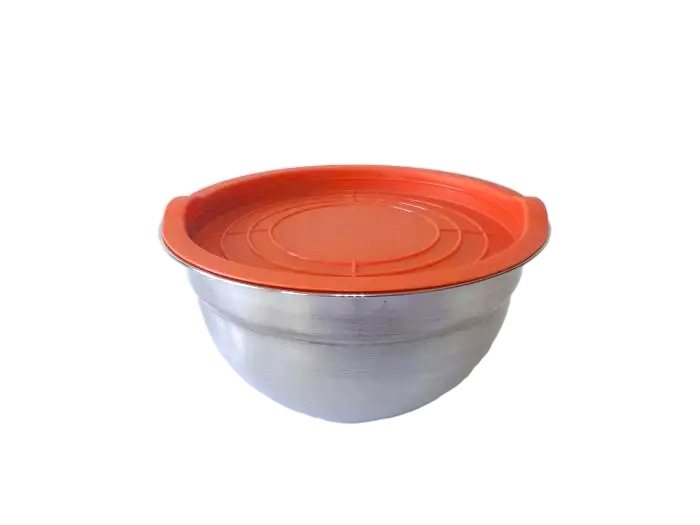 Миска кухонная глубокая из нержавеющей стали с крышкой 1,2 л 18x9 см (18947) - фото 2