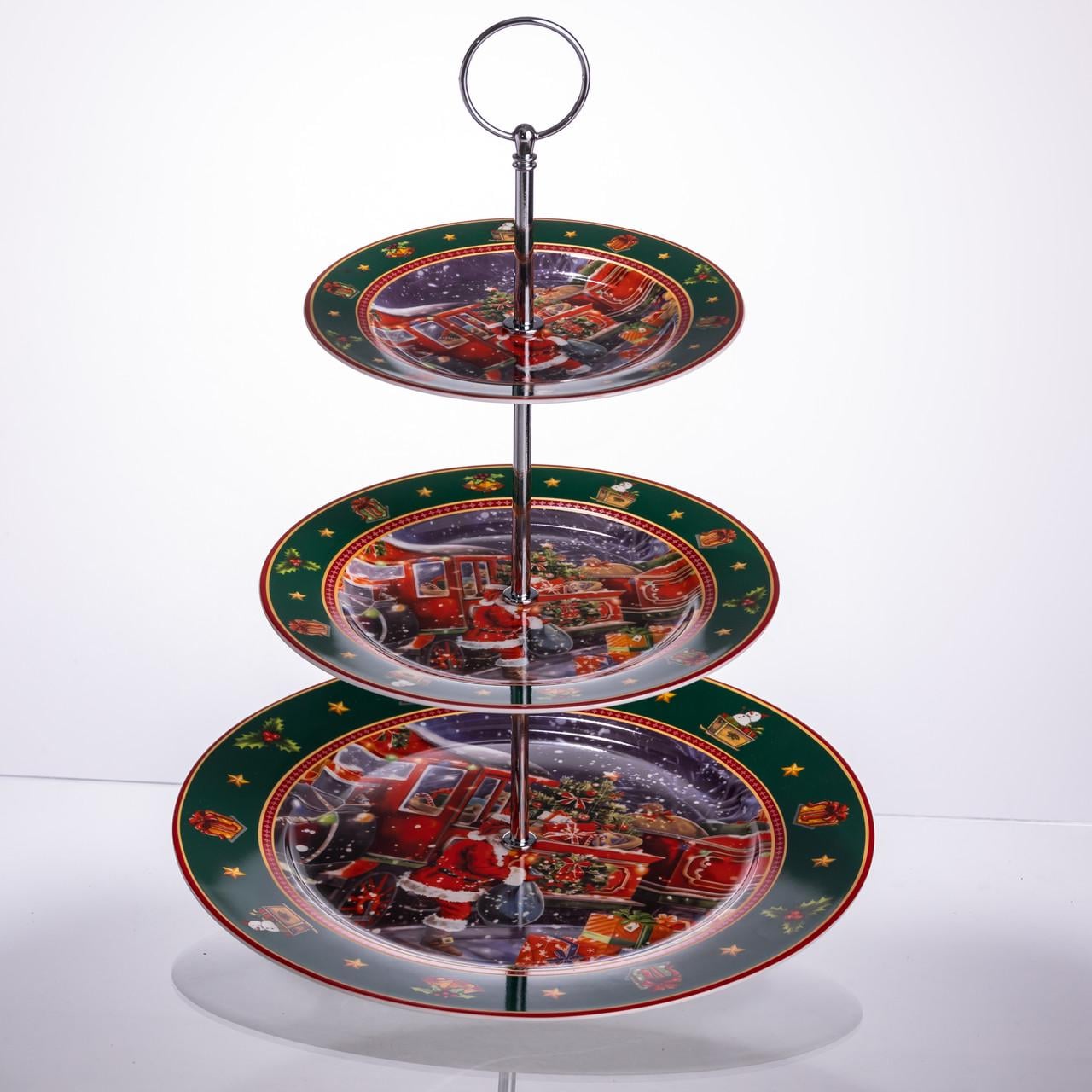 Фруктовница на 3 яруса Santa новогодняя фуршетная (HP-SDHK-9)
