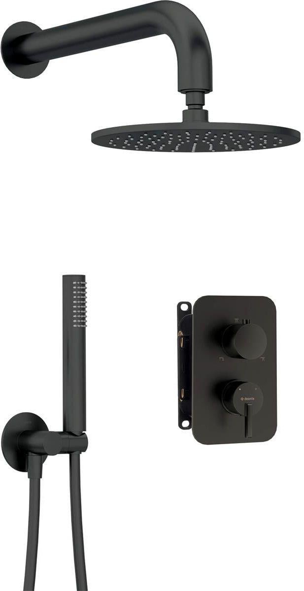 Смеситель для душа Deante Silia nero комплект скрытого монтажа с BOX-ом смесителя - с душевой лейкой