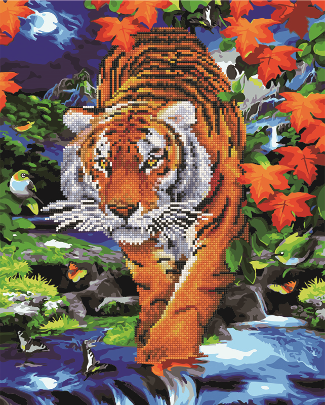 Алмазна мозаїка та картина за номерами Brushme Тигр на полюванні 40х50 см у коробці (BGZS1098) Алмазна мозаїка та картина за номерами Brushme Тигр на полюванні 40х50 см у коробці (BGZS1098)
