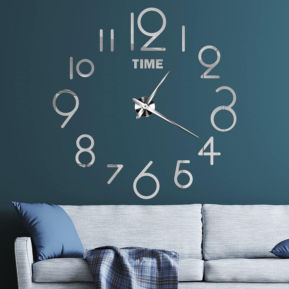 Часы настенные Elisey 3D 50 см Серебряный (8953-005)