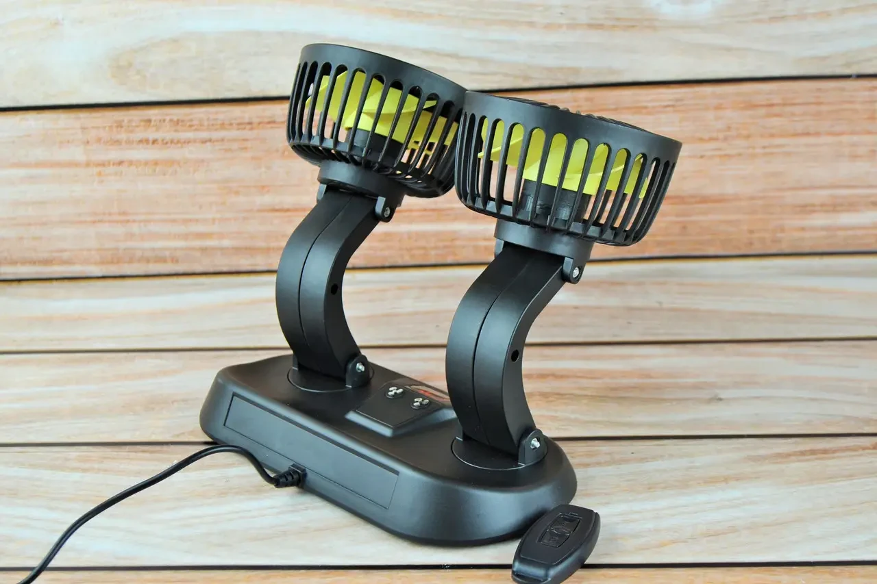 Вентилятор автомобільний від прикурювача 12-24v подвійний з регулюванням швидкості та термометром (2375970930) - фото 6