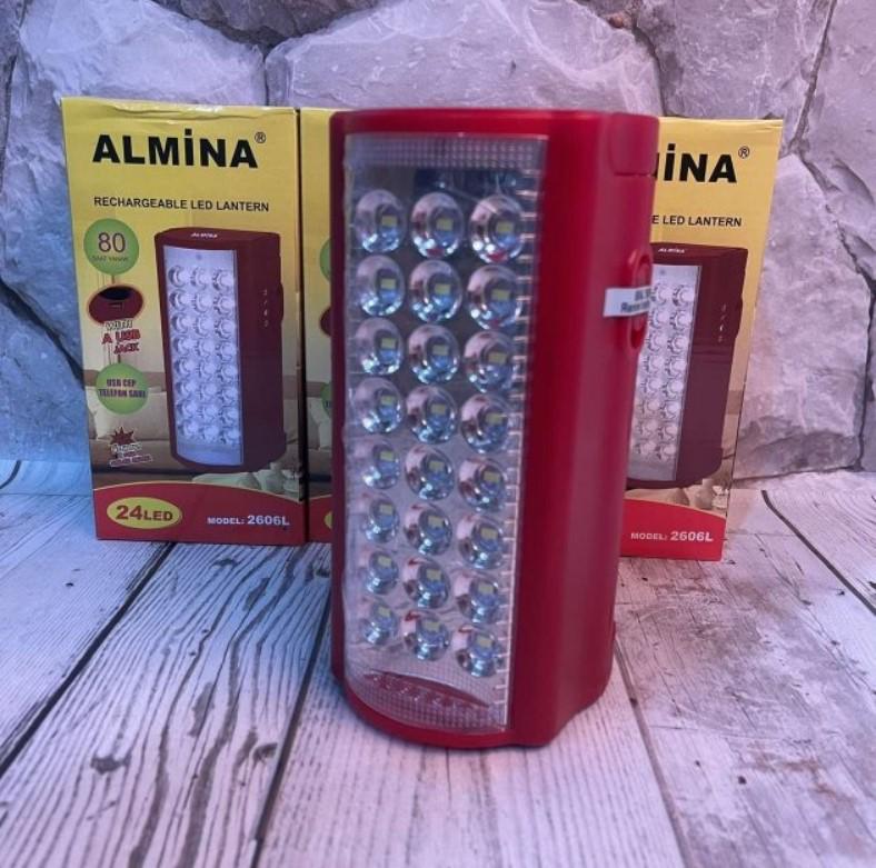 Ліхтар переносний Almina 2606L акумуляторний з функцією Power bank 24 LED Червоний (19084595) - фото 2