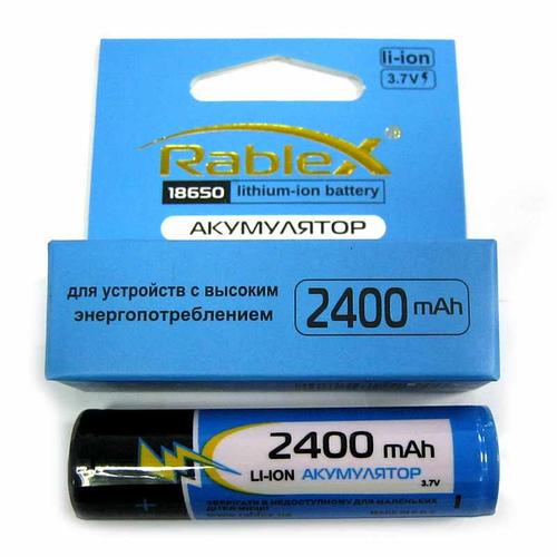 Аккумулятор Rablex 18650 Li-ion с защитой 2400 mAh Blue