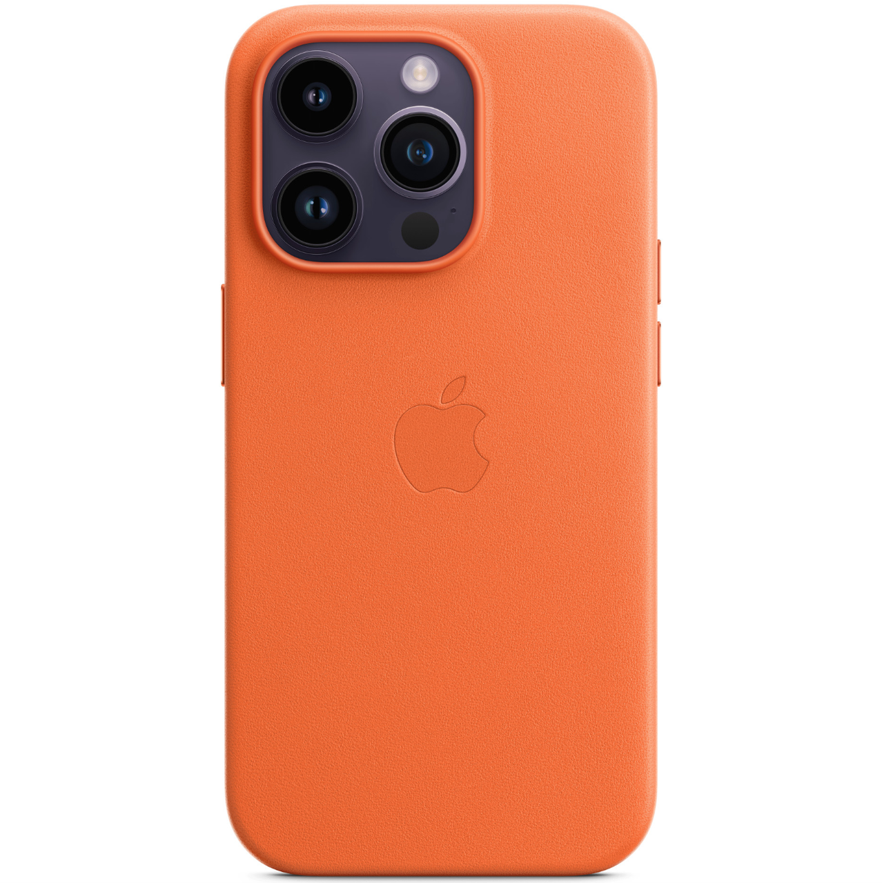 Кожанный чехол-накладка Apple Leather Case with MagSafe for iPhone 14 Pro Max, Orange (HC)
