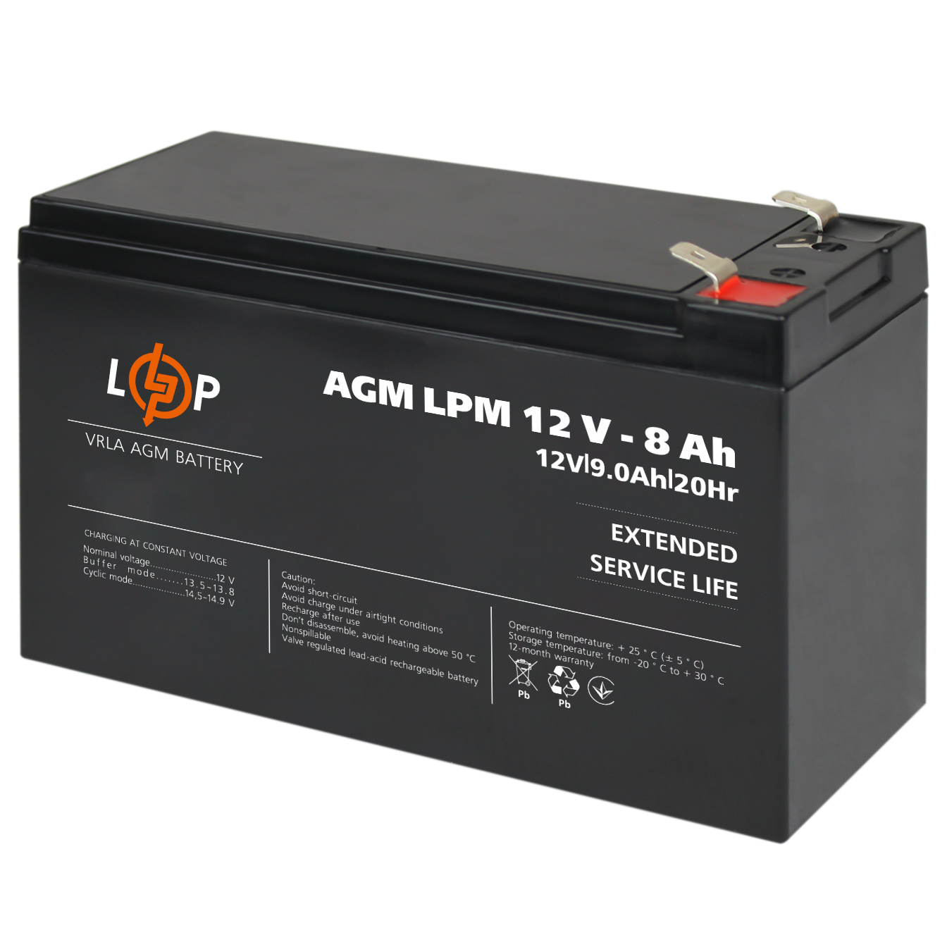Акумулятор тяговий AGM LPM 12 V 8 Ah (3865)