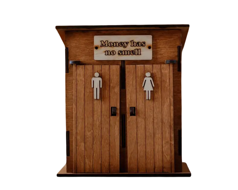 Скарбничка-туалет дерев'яна 18х14х11 см Світло-коричневий (piggy_bank) - фото 1 Скарбничка-туалет дерев'яна 18х14х11 см Світло-коричневий (piggy_bank) - фото 1