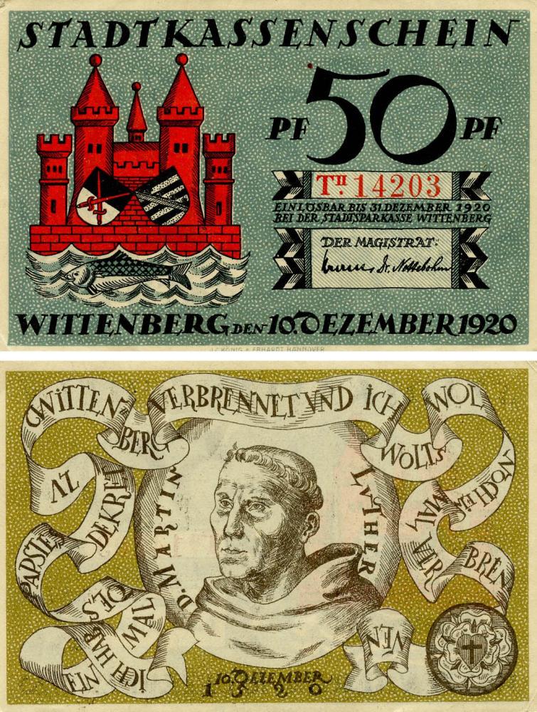 Коллекционная банкнота Германия Нотгельд 50 пфеннигов 1920 F-VF Виттенберг (Б18697) Коллекционная банкнота Германия Нотгельд 50 пфеннигов 1920 F-VF Виттенберг (Б18697)